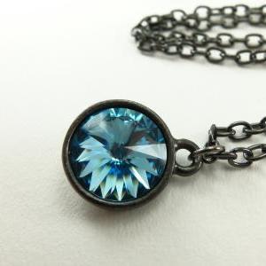 Aquamarine Crystal Necklace March Birthstone..