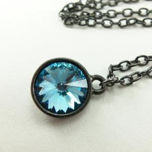 Aquamarine Crystal Necklace March Birthstone..