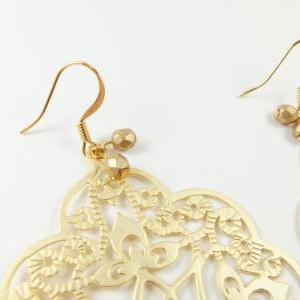 Earrings Large Gold Metal Earrings Jewelry