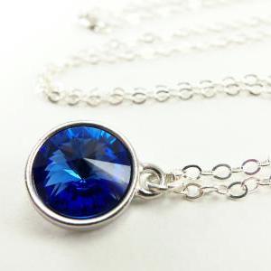 Sapphire Blue Sterling Silver Necklace September..