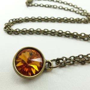 Orange Crystal Necklace Swarovski Orange Jewelry..