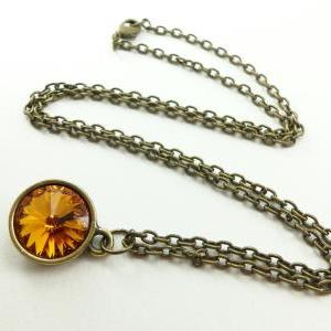 Orange Crystal Necklace Swarovski Orange Jewelry..