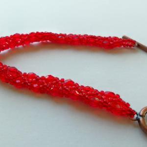 Beaded Jewelry Bright Red Bracelet Red Jewelry..