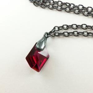 Jewelry Ruby Necklace Dark Silver Swarovski..