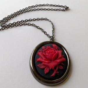 Rose Pendant Necklace Victorian Style Necklace..