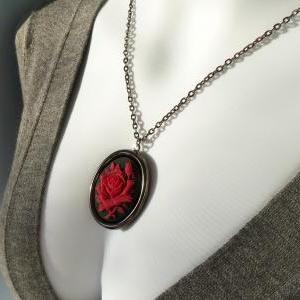 Rose Pendant Necklace Victorian Style Necklace..