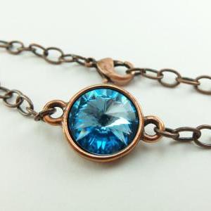 Copper Jewelry Aquamarine Bracelet Modern Copper..