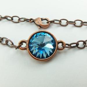 Copper Jewelry Aquamarine Bracelet Modern Copper..
