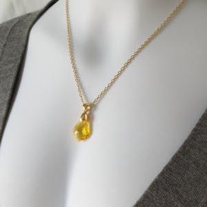 Yellow Pendant Crystal Necklace Gold Jewelry..
