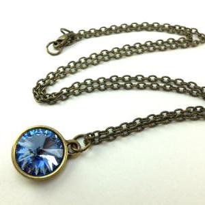 Light Sapphire Blue Crystal Necklace Swarovski..