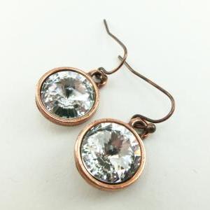 Clear Crystal Copper Earrings Crystal Drop..