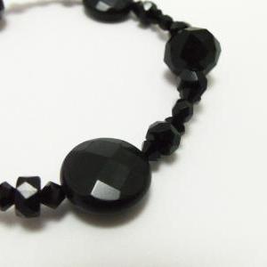 Obsidian Gemstone Bracelet Black Gothic Crystal..