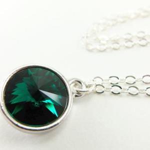 Green Emerald Birthstone Necklace May Birthstone..