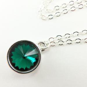 Green Emerald Birthstone Necklace May Birthstone..