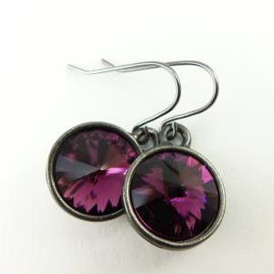 Purple Earrings Dark Purple Dangle Earrings..