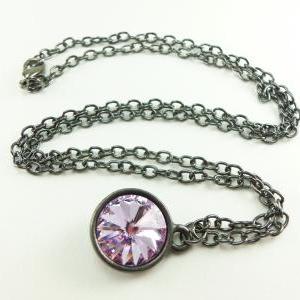 Light Pink Crystal Necklace Swarovski Necklace..