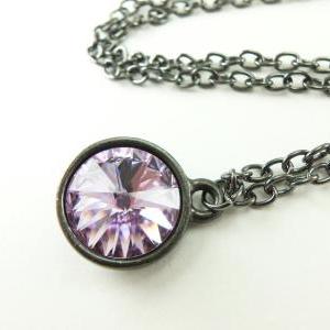 Light Pink Crystal Necklace Swarovski Necklace..