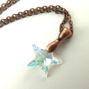 Crystal Star Necklace Copper Jewelry Beaded Galaxy..