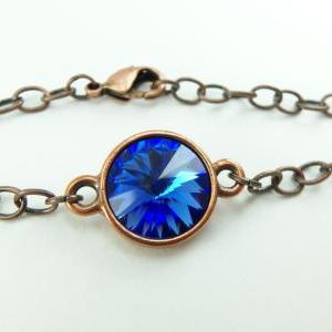 Sapphire Birthstone Bracelet Copper Chain Bracelet..