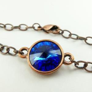 Sapphire Birthstone Bracelet Copper Chain Bracelet..