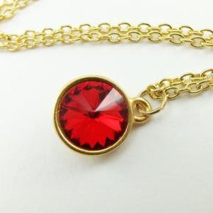 Candy Apple Red Necklace Gold Jewelry Bright Red..