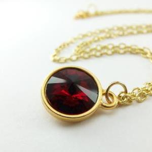 Gold Garnet Necklace Crystal Necklace Gold Jewelry..