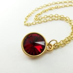 Gold Garnet Necklace Crystal Necklace Gold Jewelry..