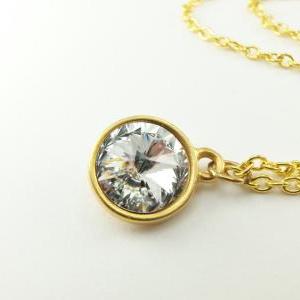 Clear Diamond Necklace April Birthstone Necklace..