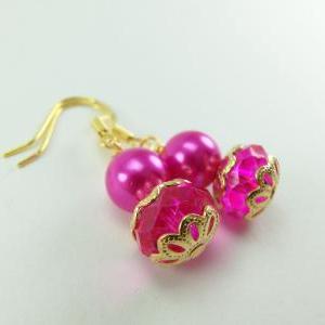 Pink Earrings Gold Wedding Pink Jewelry Wedding..