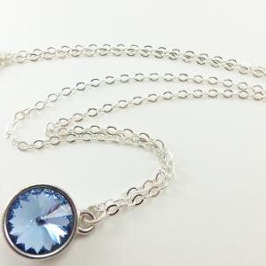 Light Blue Necklace Pale Blue Crystal Necklace..