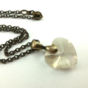 Heart Necklace Neutral Jewelry Light Topaz Jewelry..