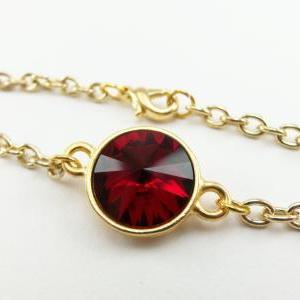 Garnet Red Chain Bracelet January Birthstone..