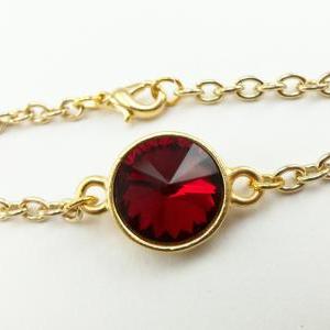 Garnet Red Chain Bracelet January Birthstone..