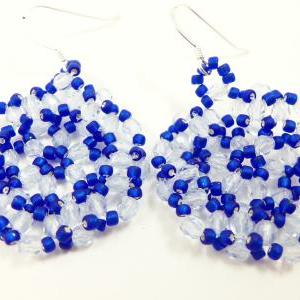 Royal Blue Beaded Earrings Blue Jewelry Circle..