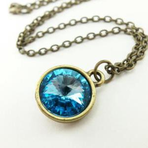 Aqua Crystal Necklace March Birthstone Jewelry..