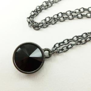 Gothic Crystal Necklace Dark Jewelry All Black..