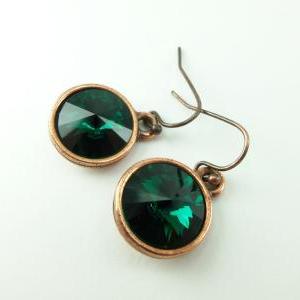 Emerald Copper Earrings Crystal Earrings May..