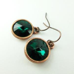 Emerald Copper Earrings Crystal Earrings May..