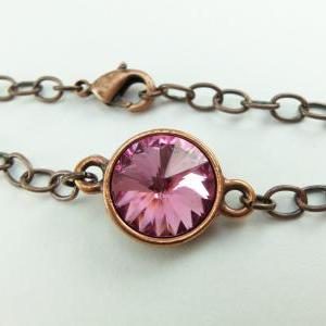 Rose Bracelet Copper Bracelet Crystal Chain..