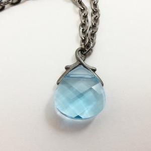 Aquamarine Necklace Crystal Briolette Necklace..