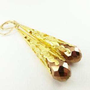 Long Gold Earrings Copper Beaded Earrings Gold..