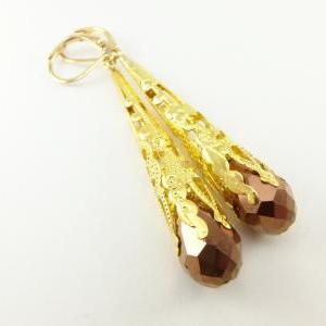 Long Gold Earrings Copper Beaded Earrings Gold..