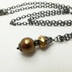 Dark Gold Necklace Gothic Victorian Jewelry Beaded..