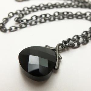 Crystal Necklace Black Jewelry Black Necklace..
