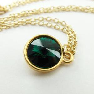 Green Emerald Necklace May Birthstone Necklace..