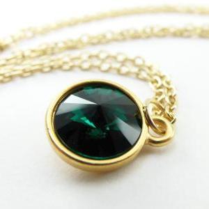 Green Emerald Necklace May Birthstone Necklace..