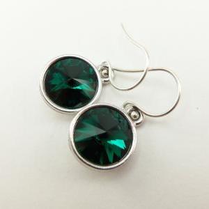 Emerald Earrings May Birthstone Earrings Sterling..