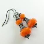 Victorian Halloween Orange Pumpkin Earrings Beaded..