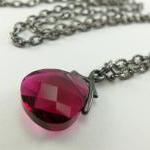 Ruby Red Crystal Necklace July Birthstone Dark..