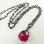 Ruby Red Crystal Necklace July Birthstone Dark..